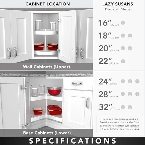 White Plastic 24" Dual Tier Lazy Susan Organizer X24416