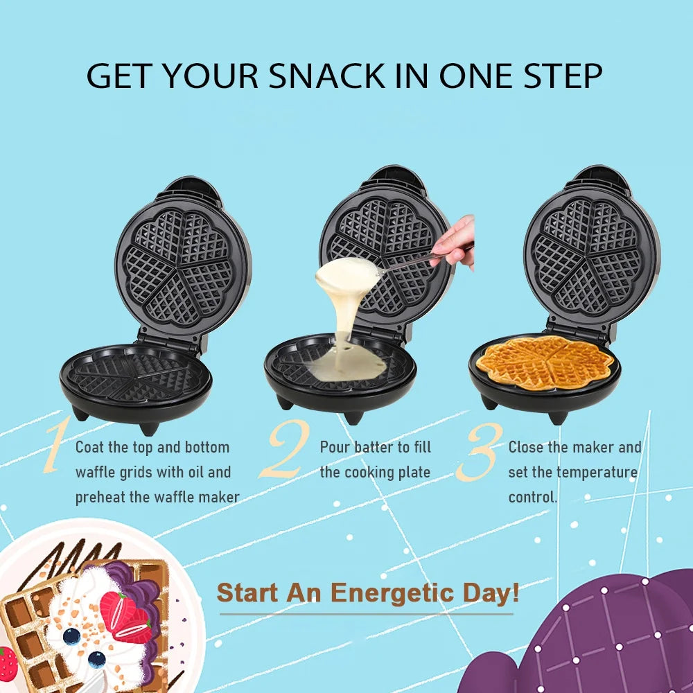 5 Heart-Shaped Waffle Electric Waffle Maker I6606