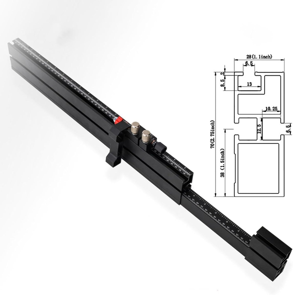 Telescoping Double Sided Scale Table Saw Miter Gauge Fence J601