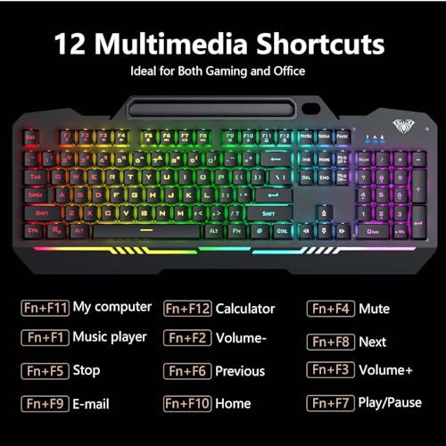 Gaming Keyboard and Mouse Combo with RGB Backlit, All-Metal Panel, Anti-Ghosting, USB Wired N6869