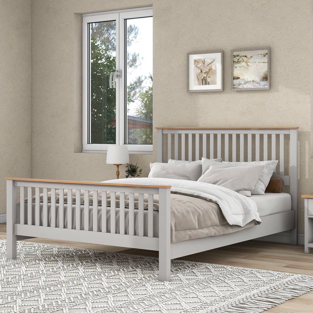 Gray Queen Bed Frame with Headboard X855