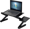 Black Adjustable Aluminum Laptop Stand Lap Desk with Mouse Pad U5176