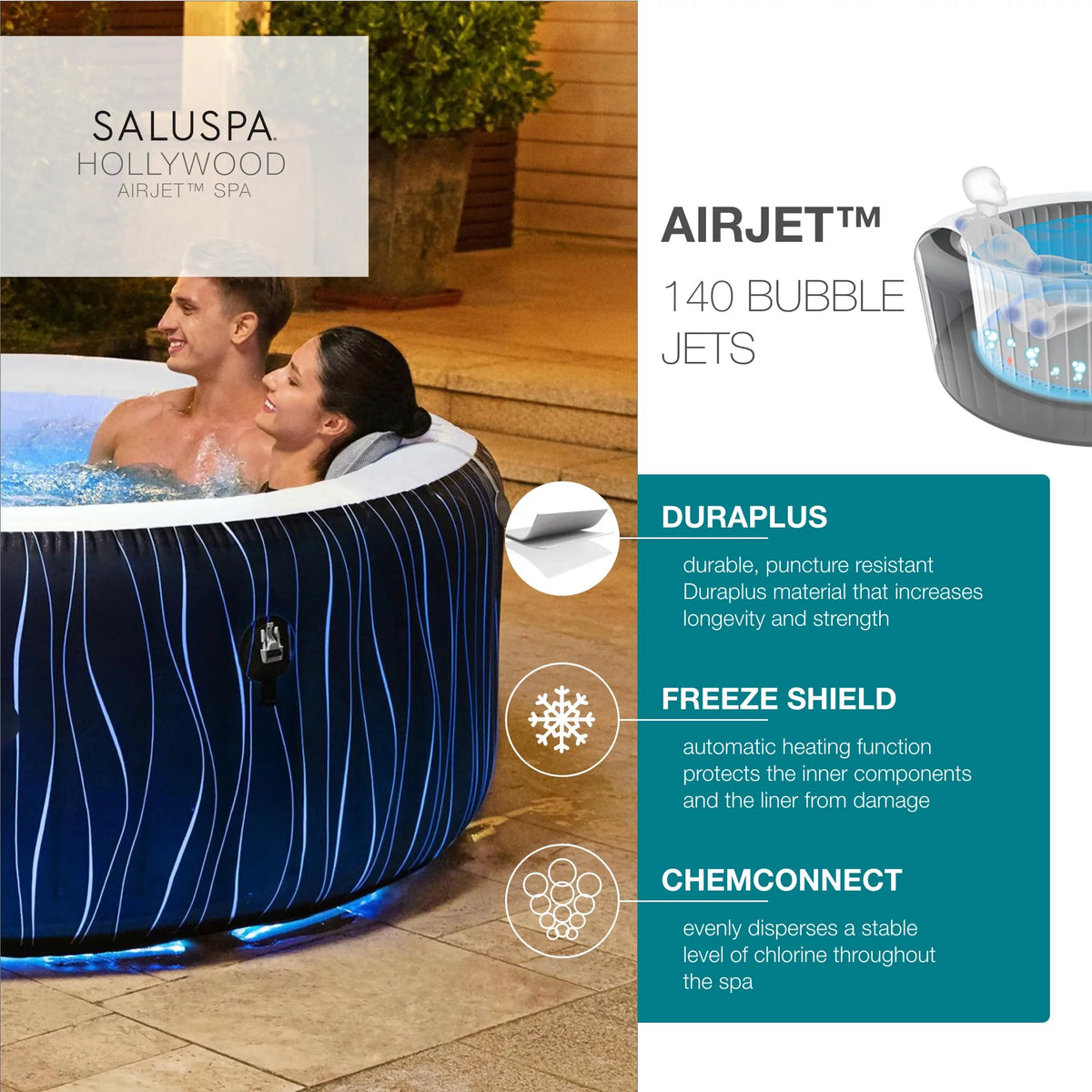 77" x 26" Inflatable Hot Tub with LED Lights A891538