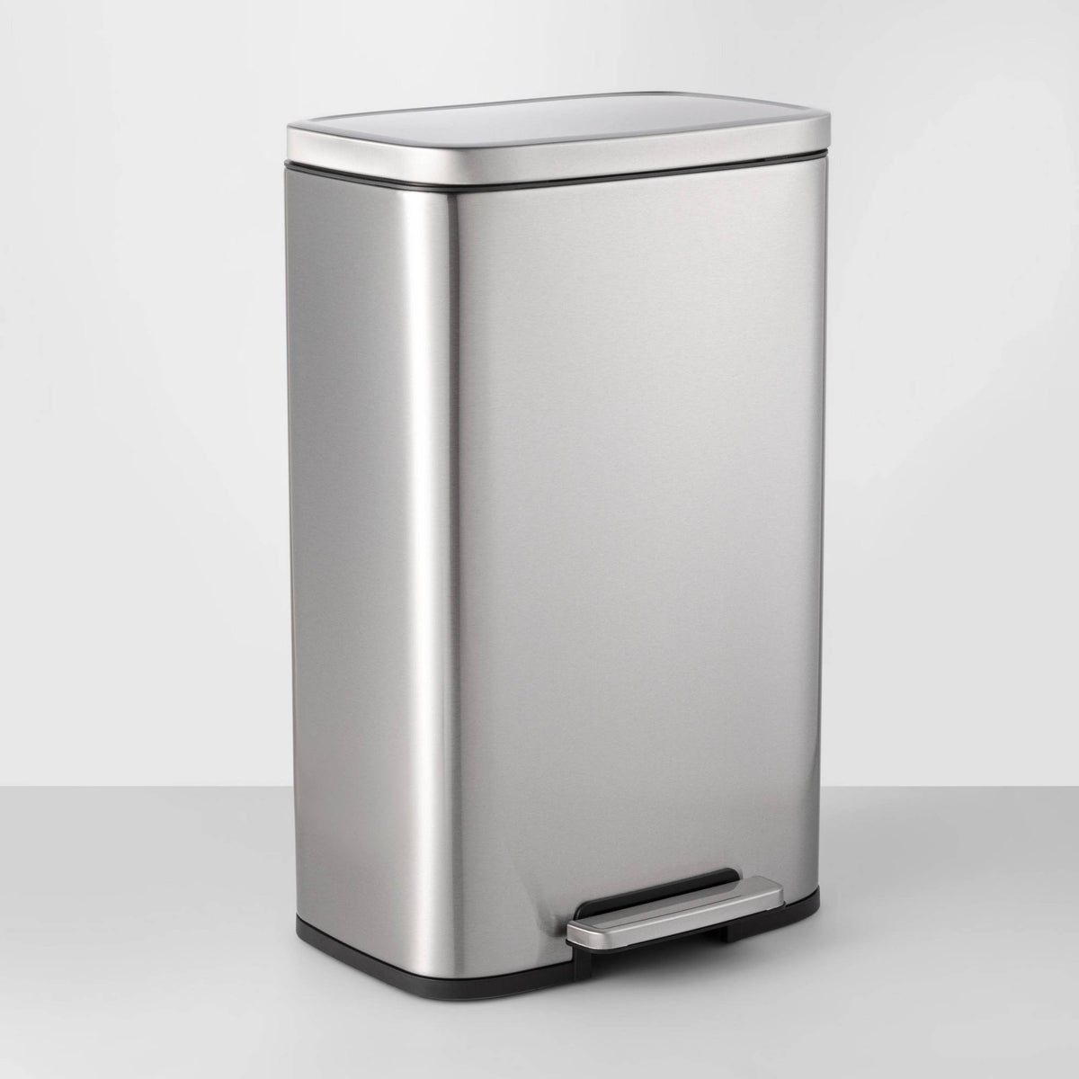 45L Rectangular Step Trash Can Silver H237