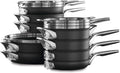 15-Piece Nonstick Stackable Cookware Set with Stainless Steel Handles Black T690075