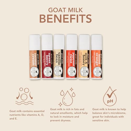 6 Pc Lip Balm Vanilla, Coconut, Milk & Honey, Berry, Peppermint, Blood Orange Scented Chapstick 0.28oz R9403