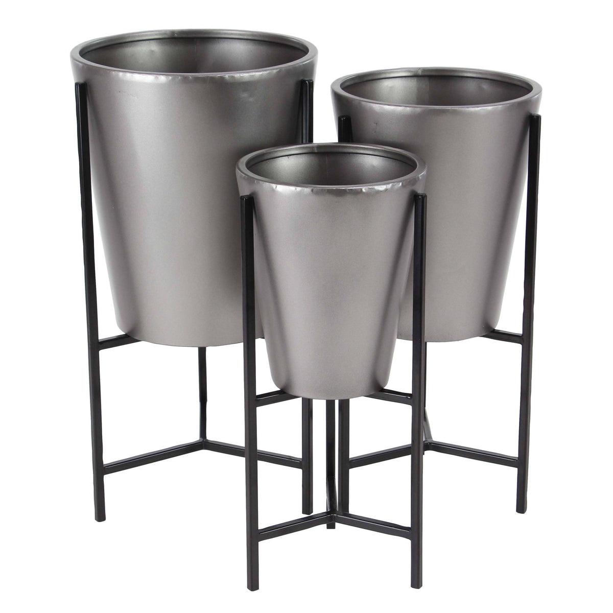 Iron Conical Planters with Stand Set of 3 U823