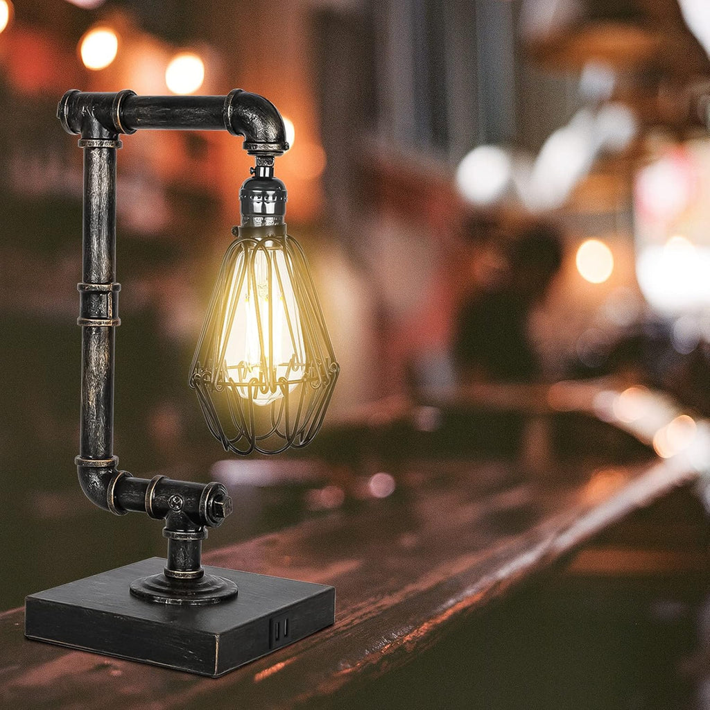 Industrial Touch Control Dimmable Table Lamp with USB Ports G5649