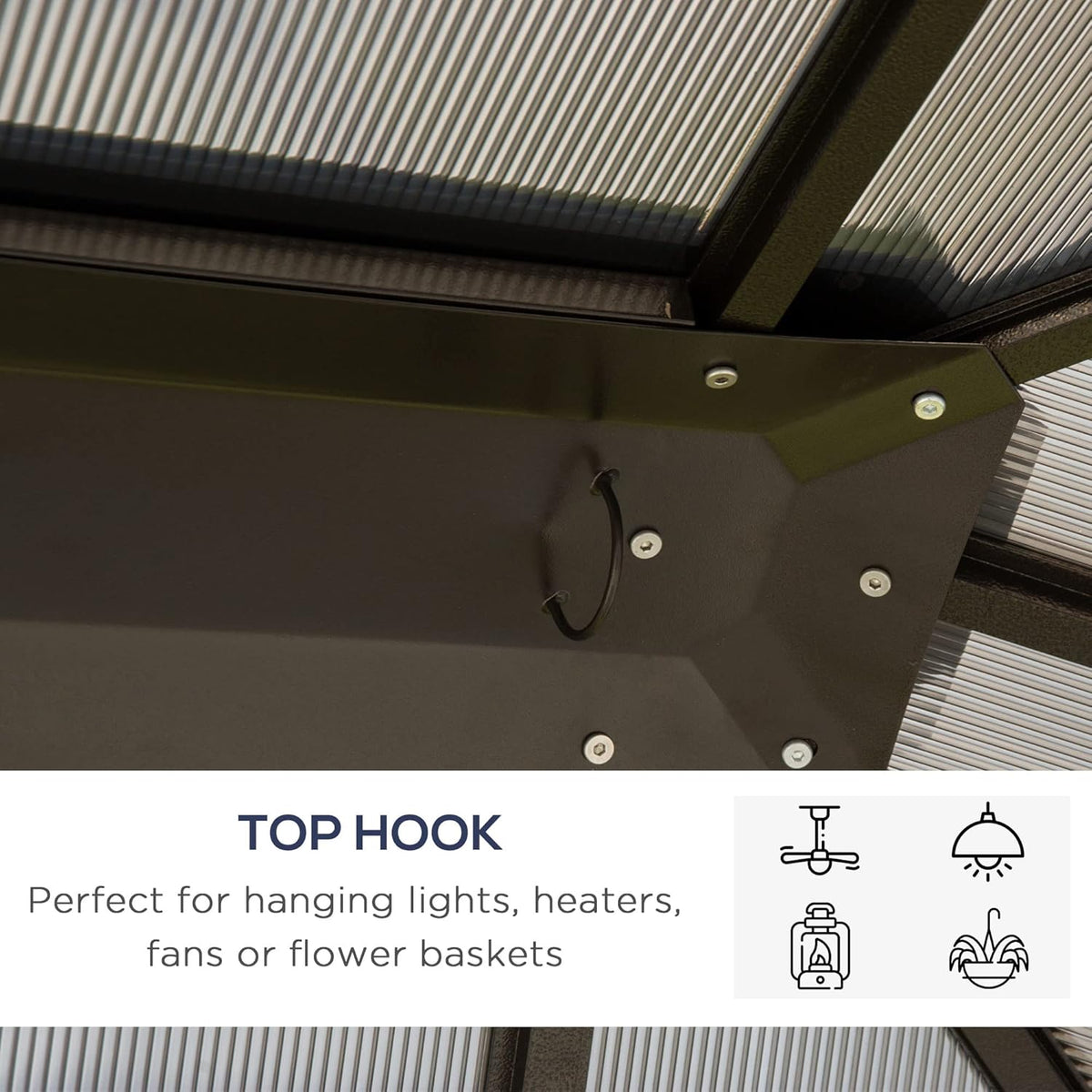 Off-White 10' x 12' Hardtop Gazebo with Polycarbonate Roof Aluminum Frame D557010