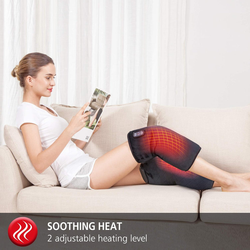 Heated Knee Brace Wrap with Massage, Large Size-Black K4903