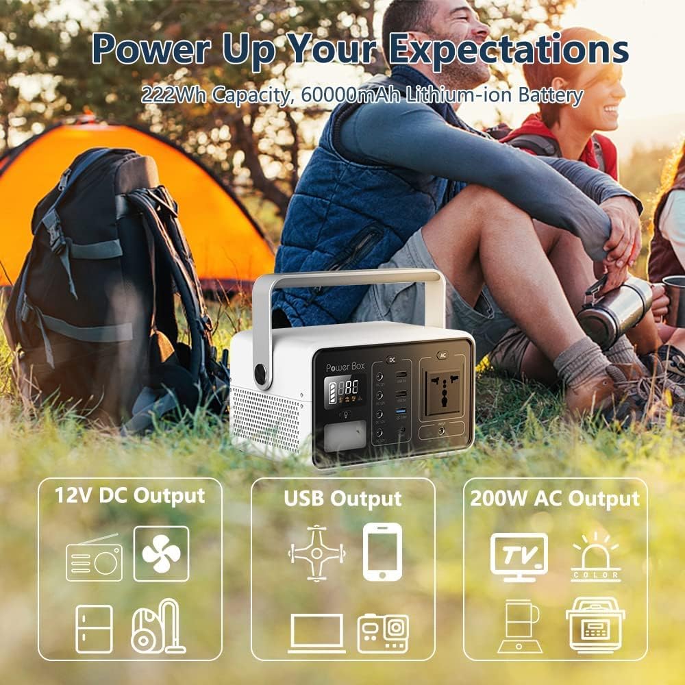 Portable Power Station 200W 222Wh with LED Flashlight W9424