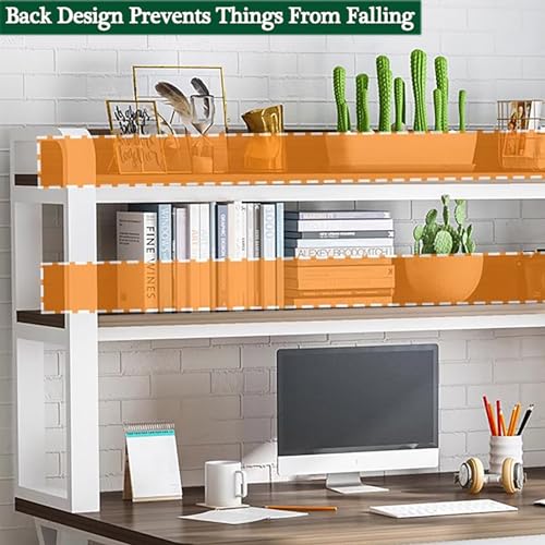 White 39 inch Wooden Computer Desk with Hutch and Bookshelf B24522