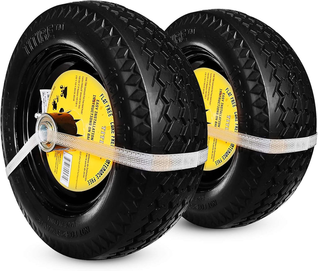 Flat Free Polyurethane Tires with Steel Rim Pack of 2 T809