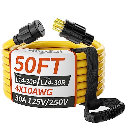 40FT 30 Amp Generator Extension Cord 4 Prong 10 Gauge STW 125/250V Twist Lock Yellow Q386