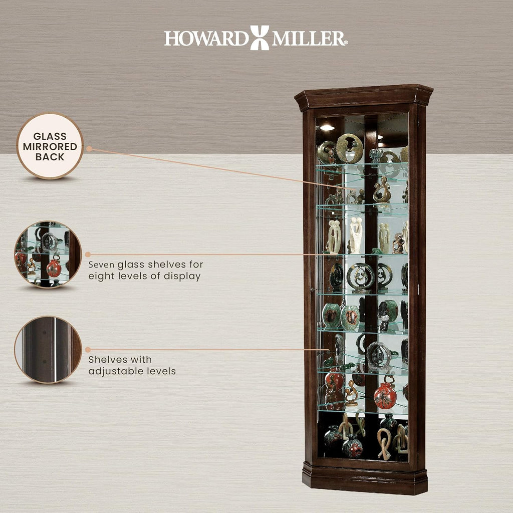 Espresso Curio Cabinet with Seven Glass Shelves and Locking Door Z312765