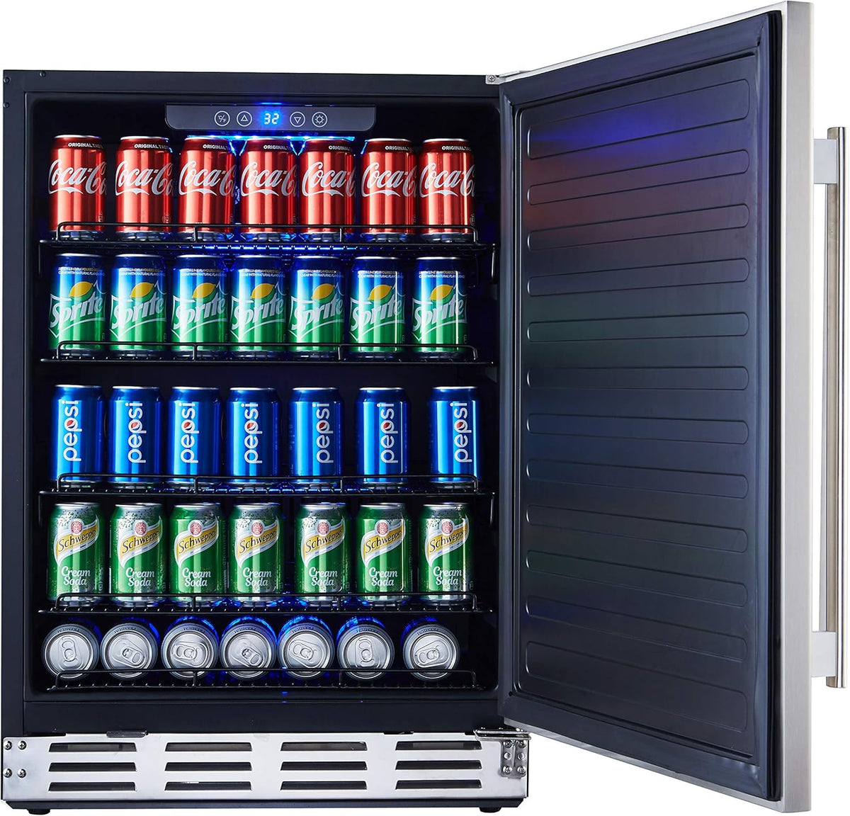 Stainless Steel Beverage Refrigerator, Under Counter 24 inch, 154 Cans Y55726
