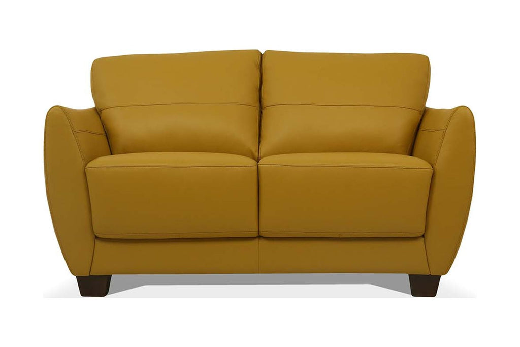 Mustard & Black Leather Love Seat Z526300