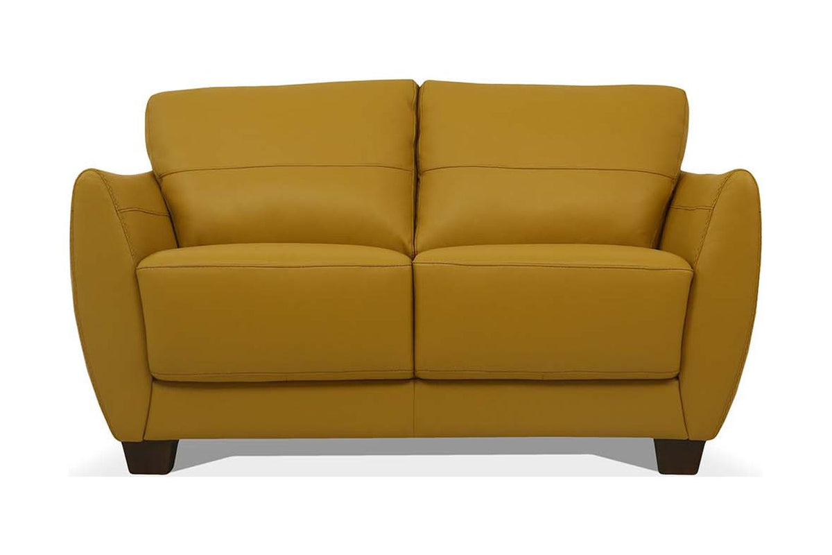 Mustard & Black Leather Love Seat Z526300
