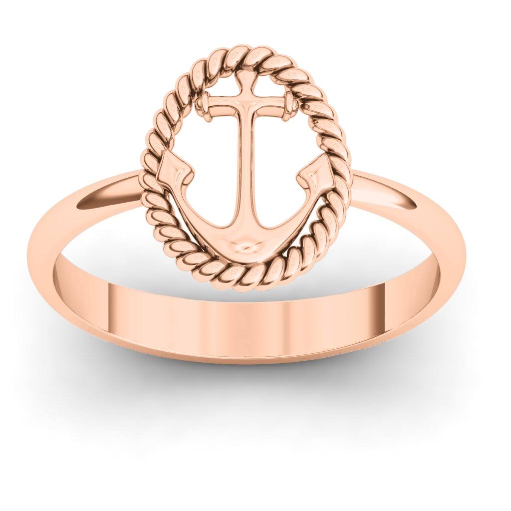 14K Rose Gold Anchor Ring E689