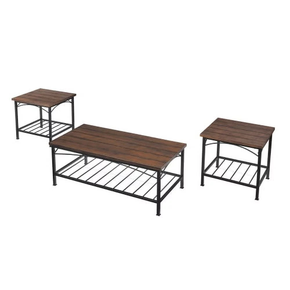 Coffee Table Set of 3 with Storage Shelf X51584