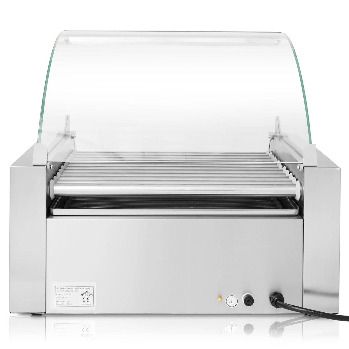 Electric Hot Dog Roller Machine with Cover, 11 Rollers, Bun Warming Drawer E257418