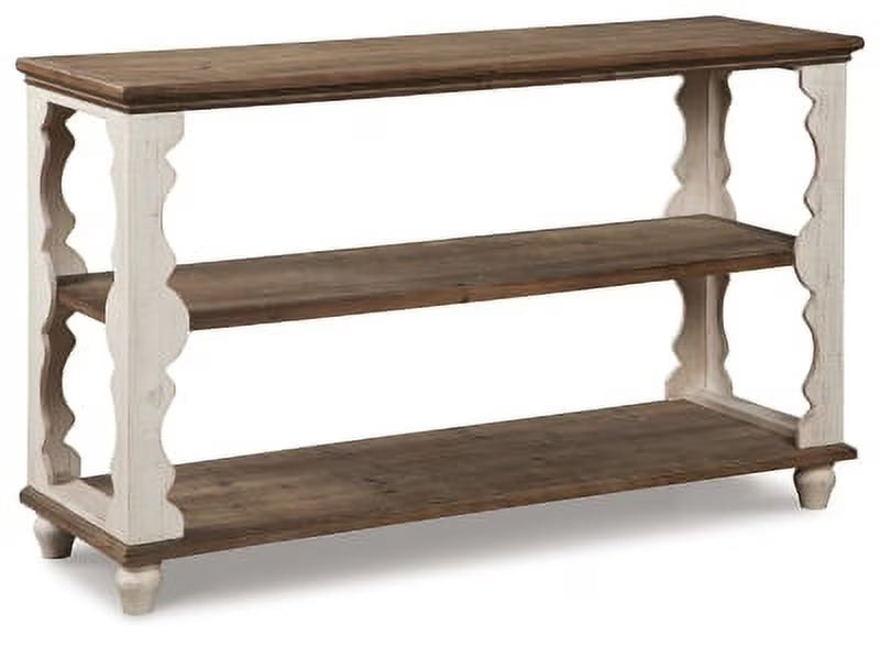 Antique White/Brown Sofa Console Table F435