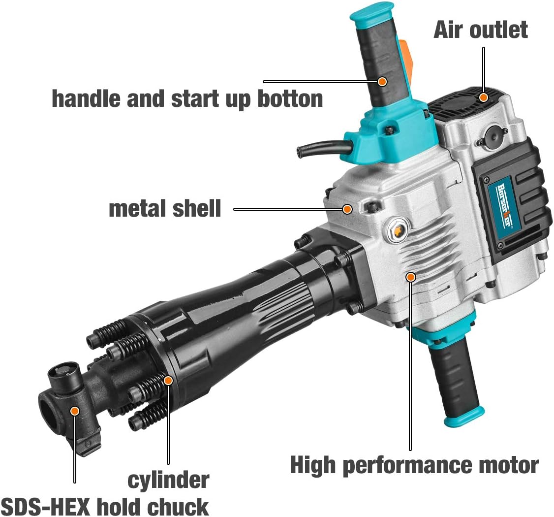 1700W 30-Pound SDS-Hex Jack Hammer with Carrying Case Flat Chisel Bull Point Chisel M509