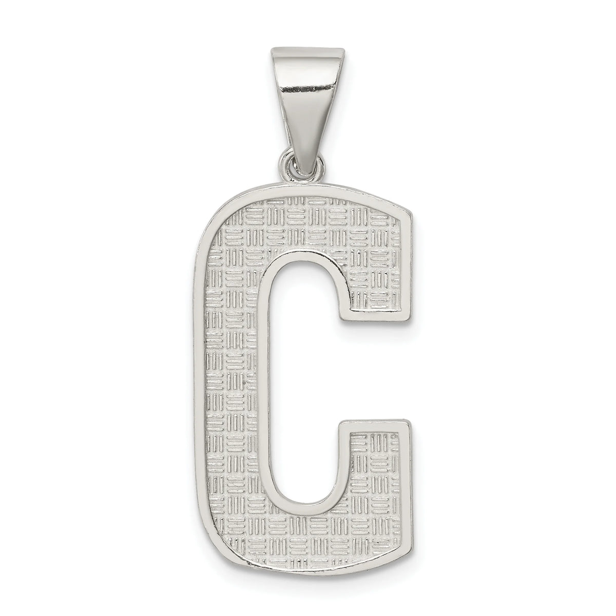Sterling Silver Letter C Initial Charm Pendant with Rope Chain Necklace 20'' D6386