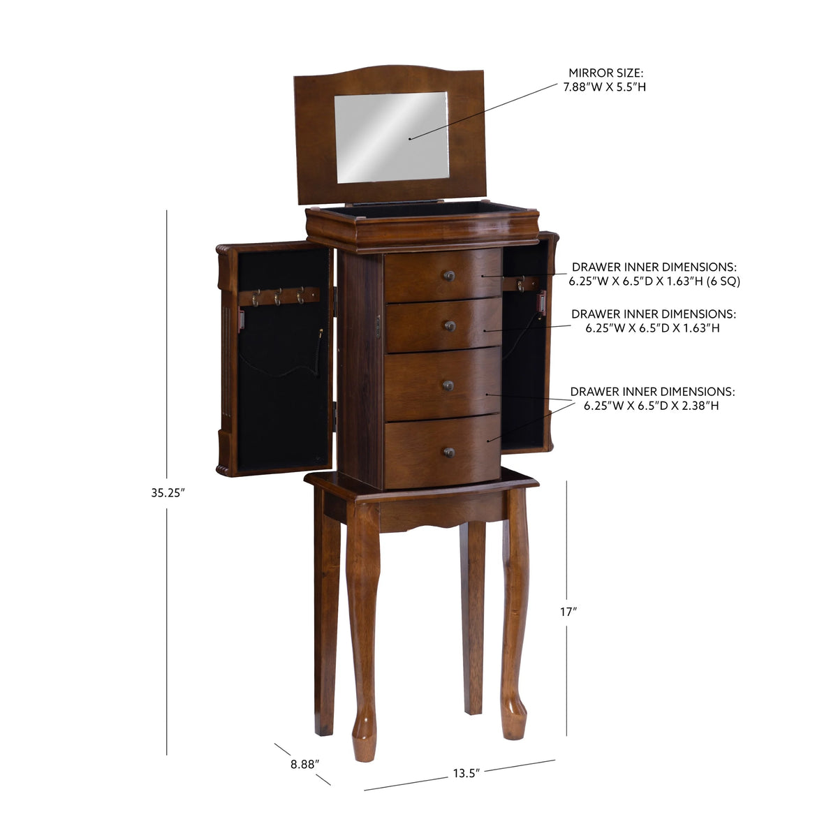 Walnut Jewelry Armoire A946222