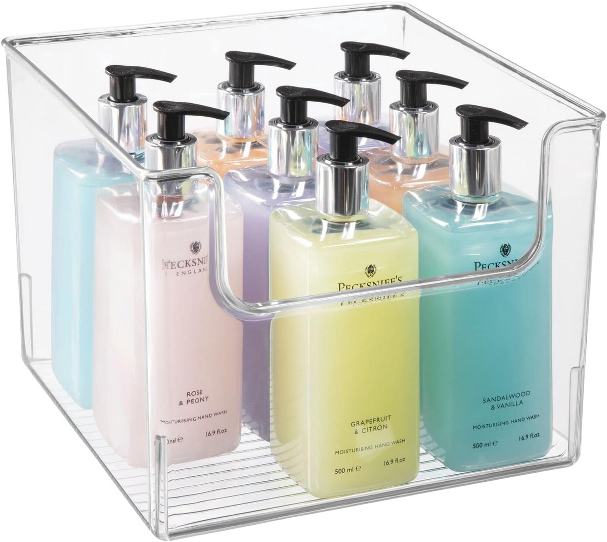 Clear Plastic Open Front Storage Organizer Basket Bin 4 Pack D337