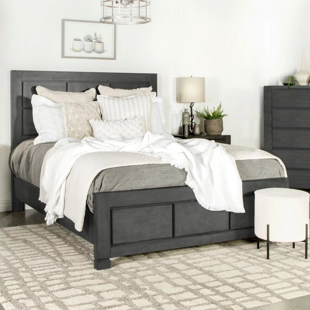 Dark Grey Rectangular Panel Bed L368