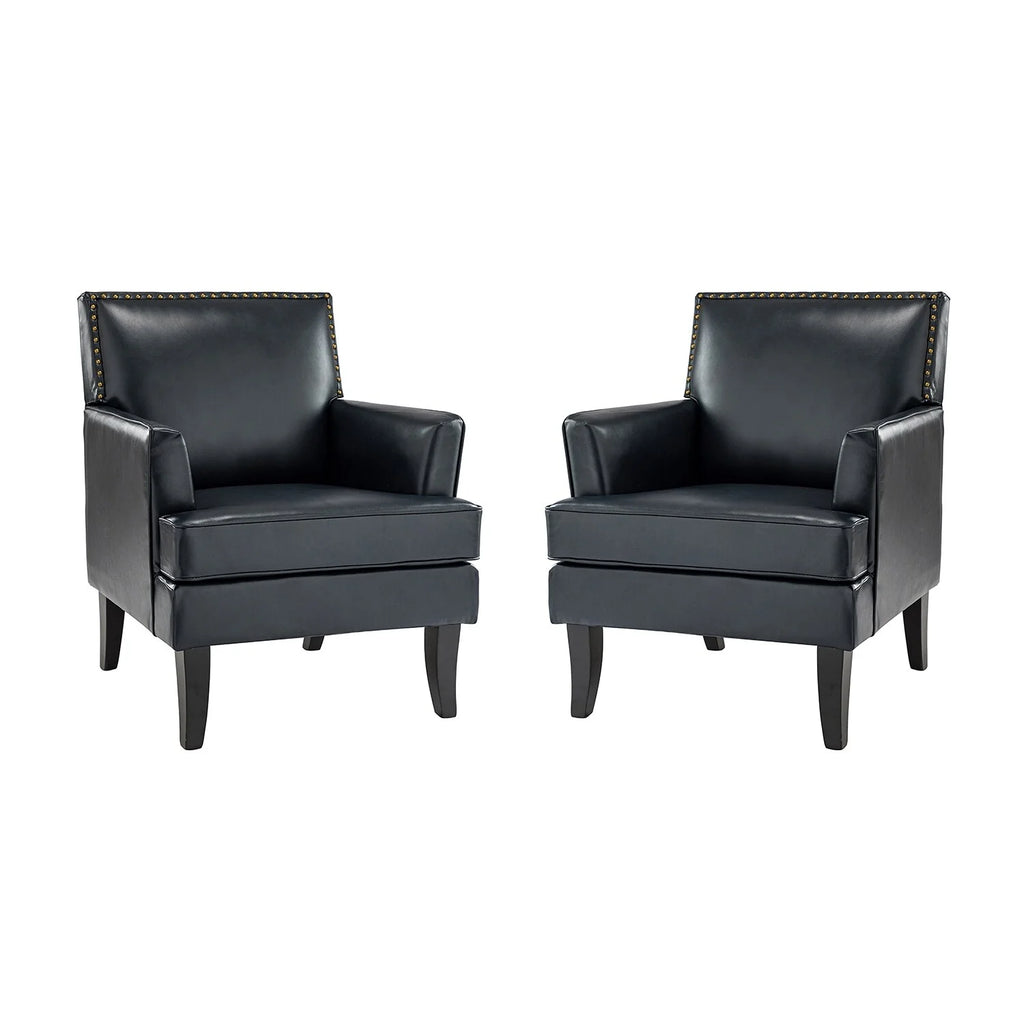 Polyester Accent Chair with Solid Wooden Legs Set of 2 P529