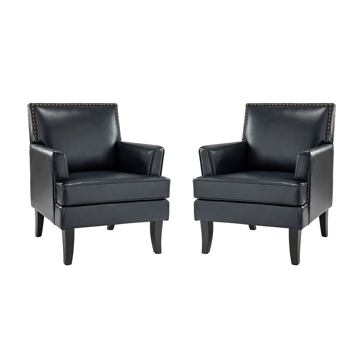 Polyester Accent Chair with Solid Wooden Legs Set of 2 P529