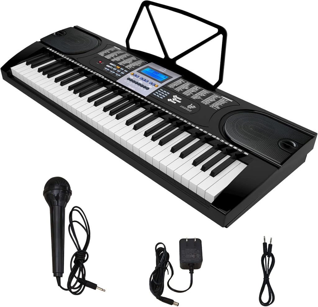 61 Key Keyboard Piano with LCD Display, 255 Sounds, Microphone, 3.5mm Audio Cable, 24 Demo Songs Q3233