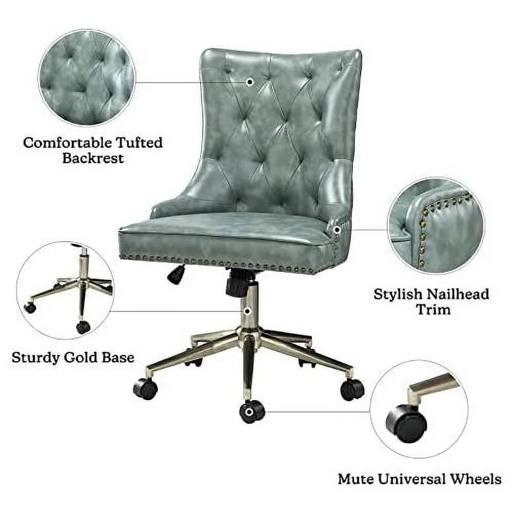 PU Leather Armless Office Chair with 5 Rolling Casters D61019