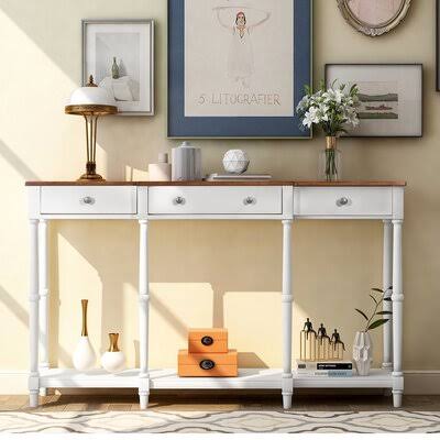 Solid Wood Console Table with Storage Shelf and Drawer W56661