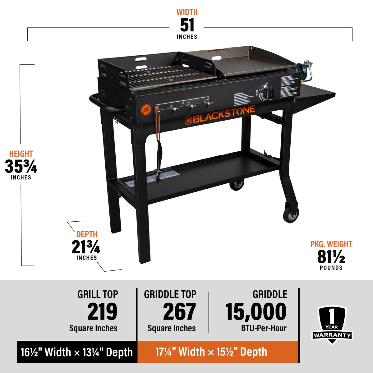 17 Griddle and Charcoal Grill Combo T8297