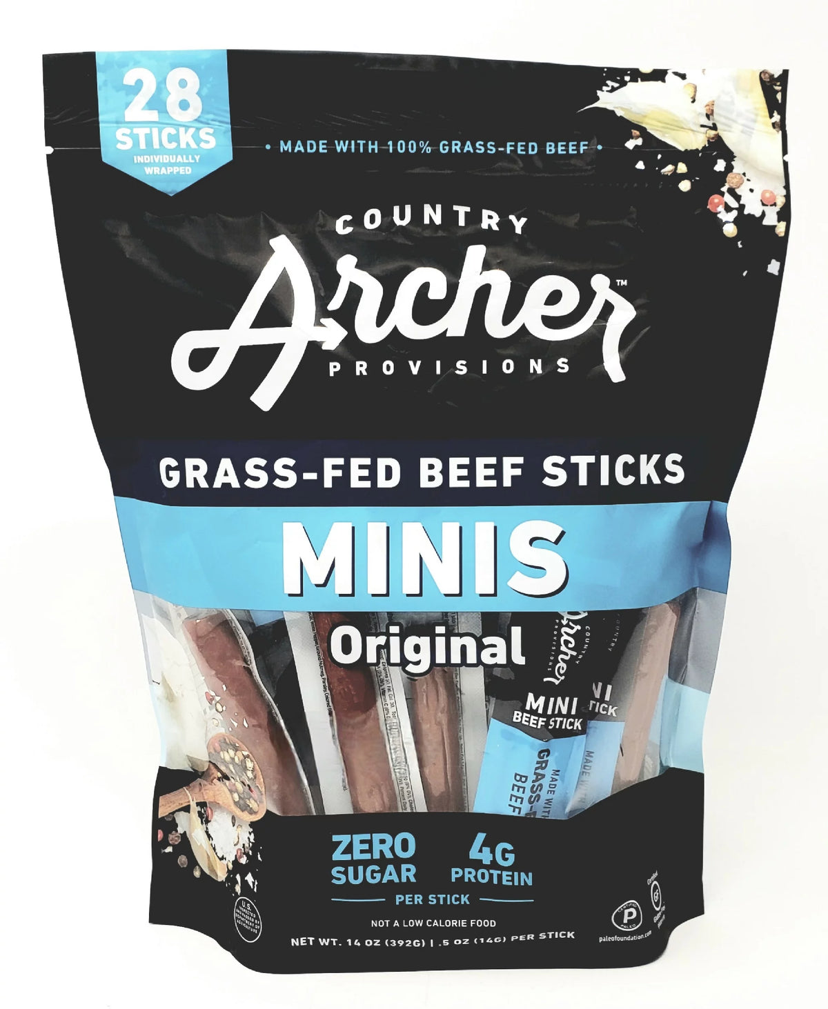100% Grass-Fed Beef Sticks Minis Original 56 Individually Wrapped Sticks I87034