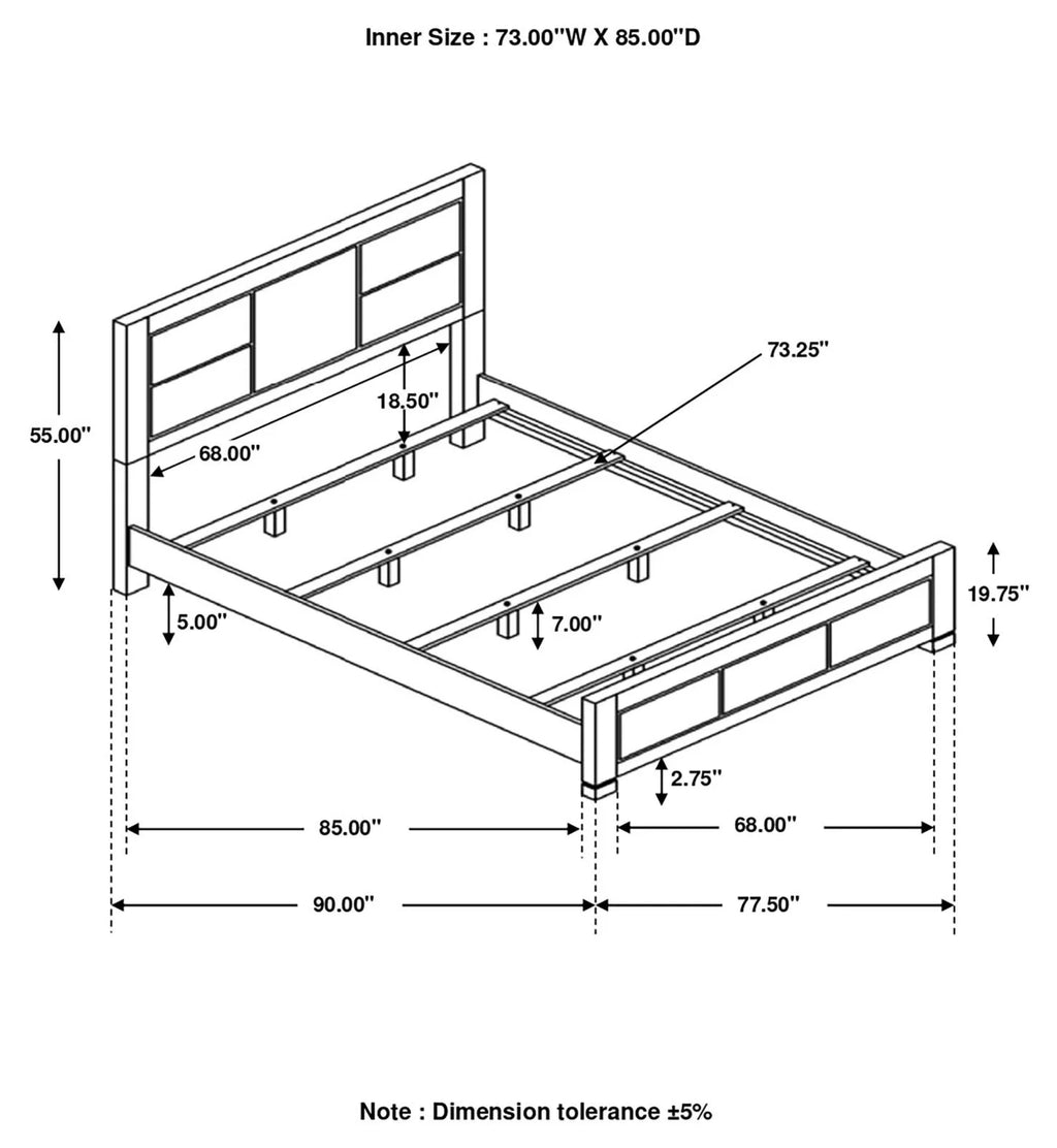 Dark Grey Rectangular Panel Bed L368