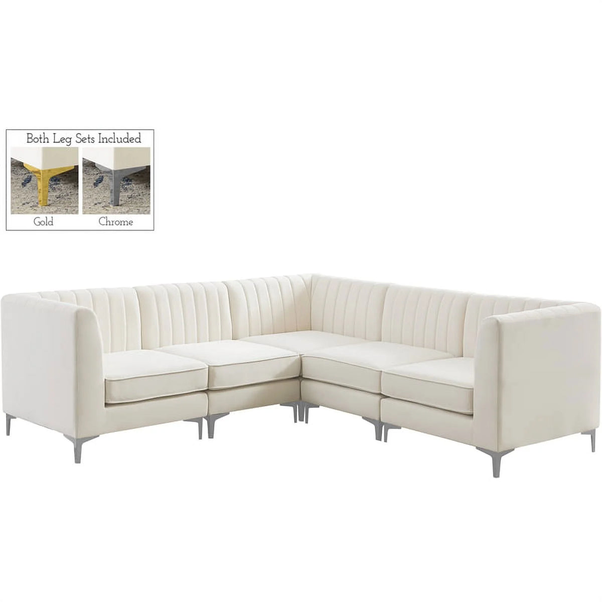 Cream Velvet Modular Sectional R57444
