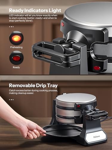 Rotating Belgian Waffle Maker with Nonstick Plates P376376