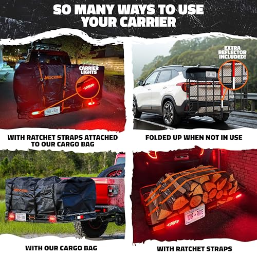 72"x36"x6" Folding Trailer Hitch Cargo Carrier with Waterproof Cargo Bag M8287