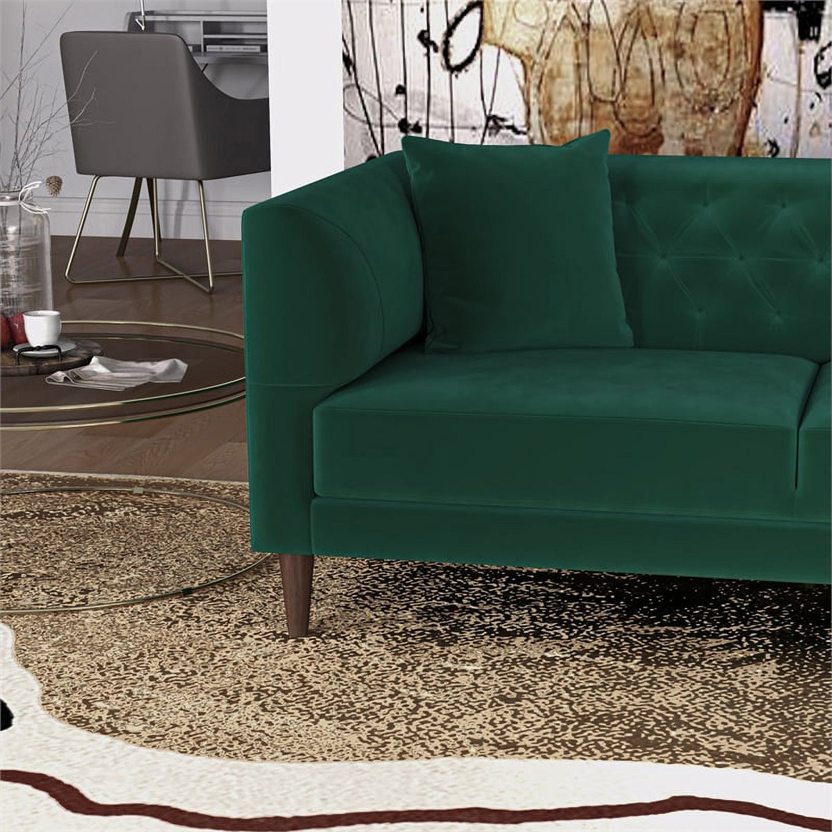 Green Microfiber Sectional Sofa A405776