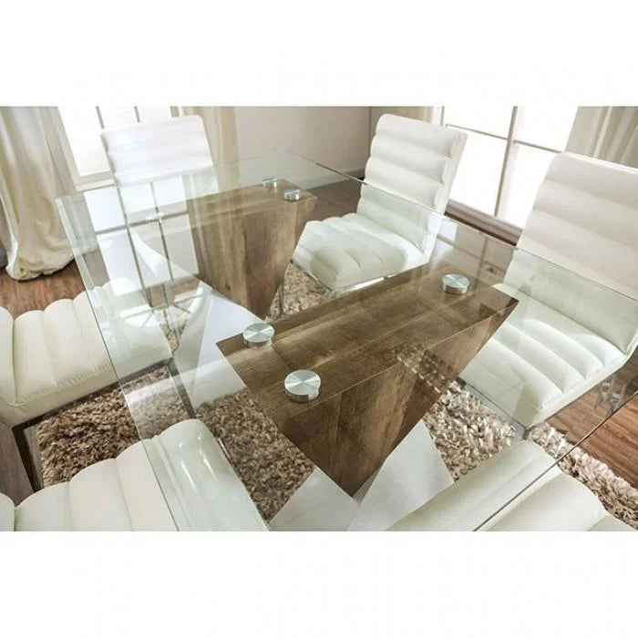 Wood & Tempered Glass Dining Table E566127