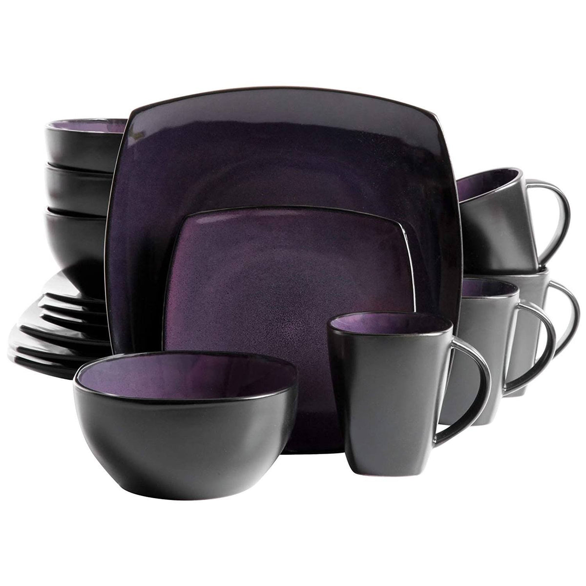 16-Piece Square Reactive Glaze Dinnerware Set X22935