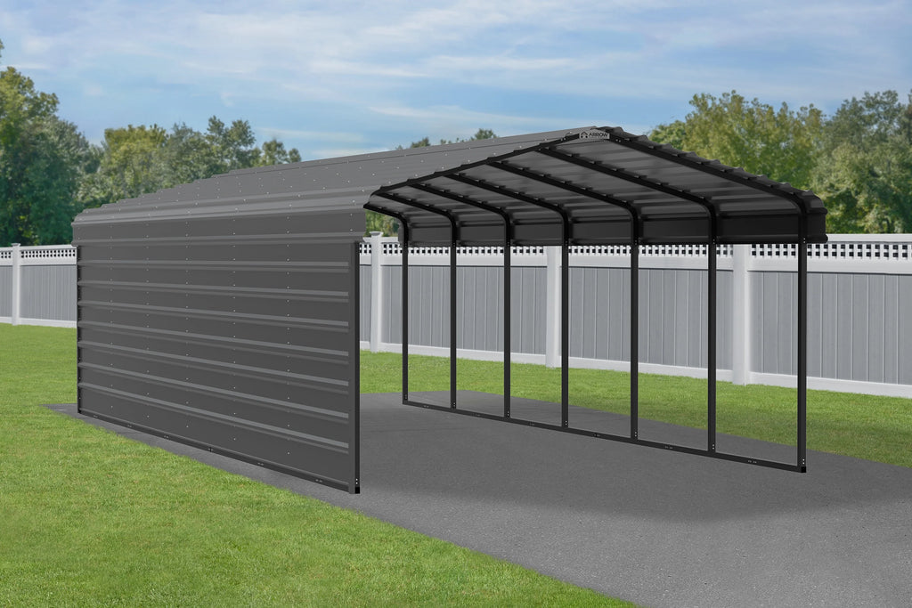 Galvanized Steel Carport Kit, 12' x 29' x 7', Charcoal U2140