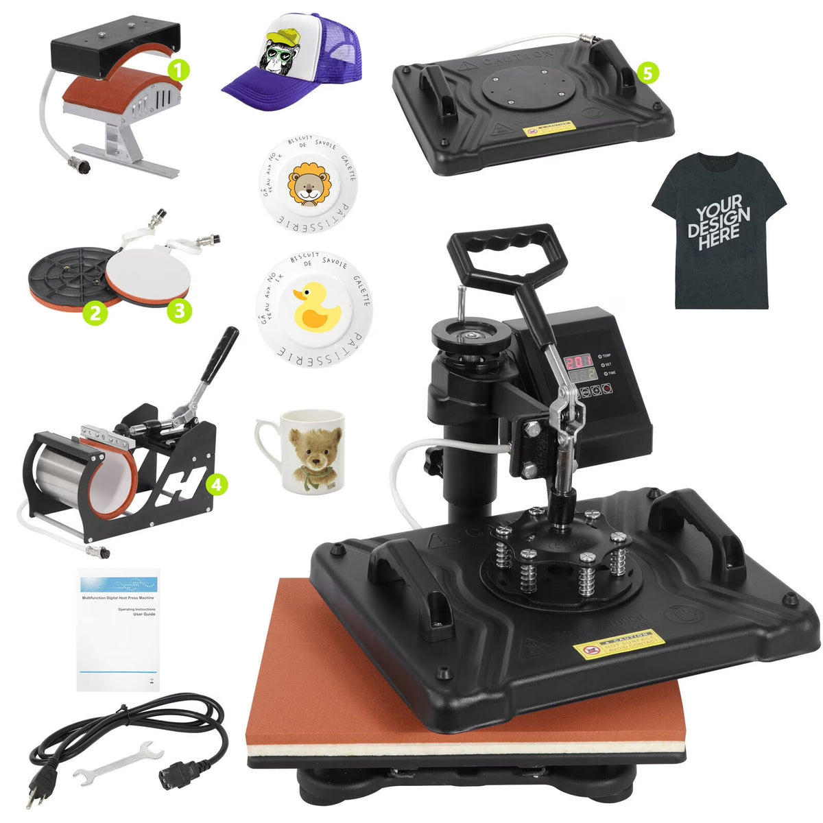 5 in 1 Heat Press Machine 12x15 Inch Combo Heat Transfer Machine F74243