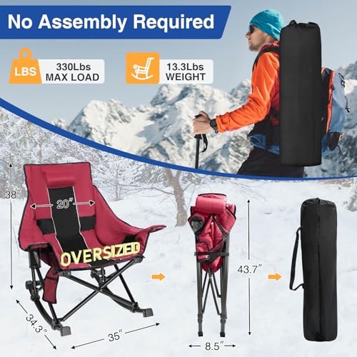 Oversized Heated Rocking Camping Chair with Power Bank D3442