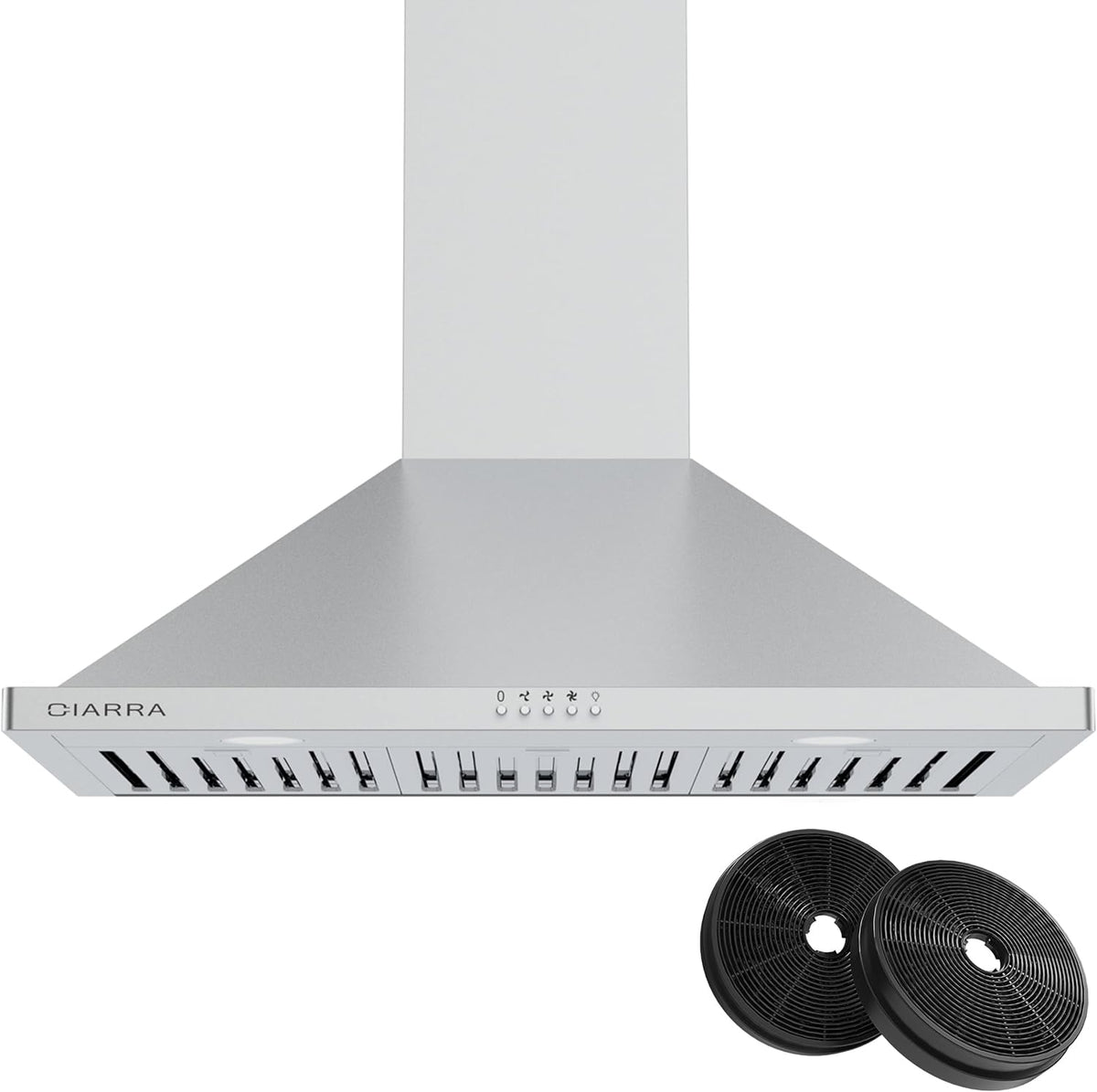30 inch Stainless Steel Wall Mounted Range Hood with 3 Speed Exhaust Fan Baffle Filters Ducted and Ductless Convertible B924912