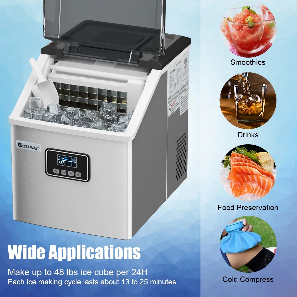 Stainless Steel Countertop Ice Maker Machine with LCD Display Z8935
